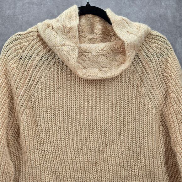 Pink Knit Gold Metallic Long Sleeve Pullover Cardigan Sweater Medium - Picture 3 of 5